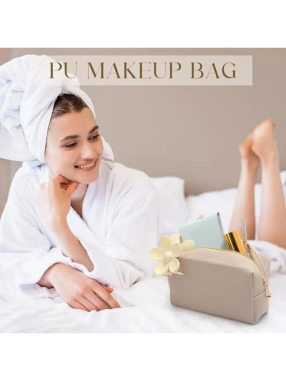 15 Pcs Aesthetic Leather Makeup Bags Set | Plain Cosmetic Pouches for Travel